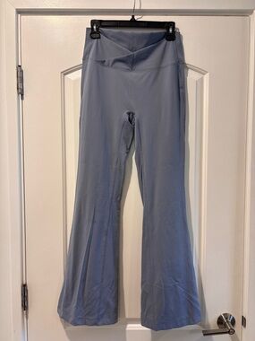 High-Waist Flared Leggings in Dusty Blue - Women
